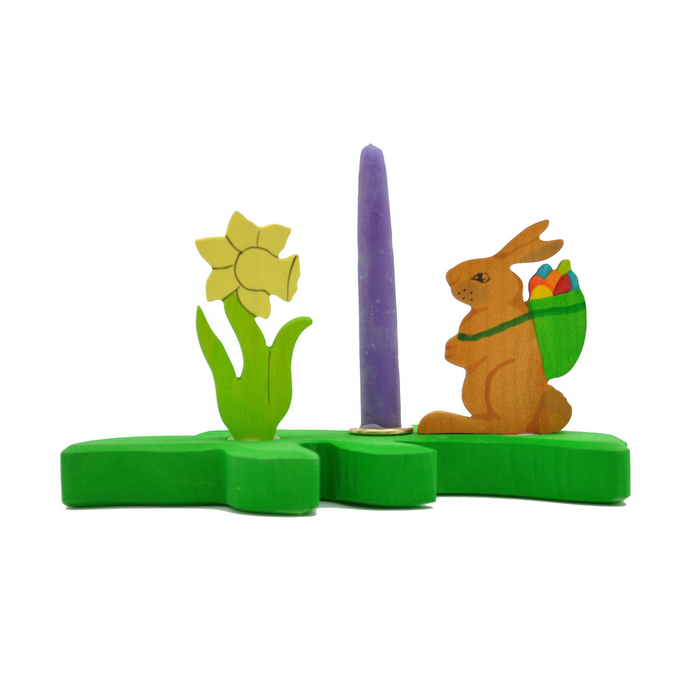 Wooden Candle Holder Easter Decoration from Germany